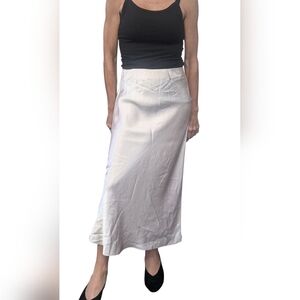 Babaton Aritzia Satin Slip Skirt Champagne Midi Size 6 Neutral Minimalist Chic